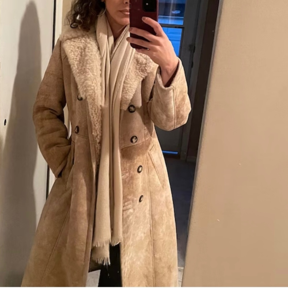 Vintage 70s The Shearling Market NYC Long Coat Double Breasted size small